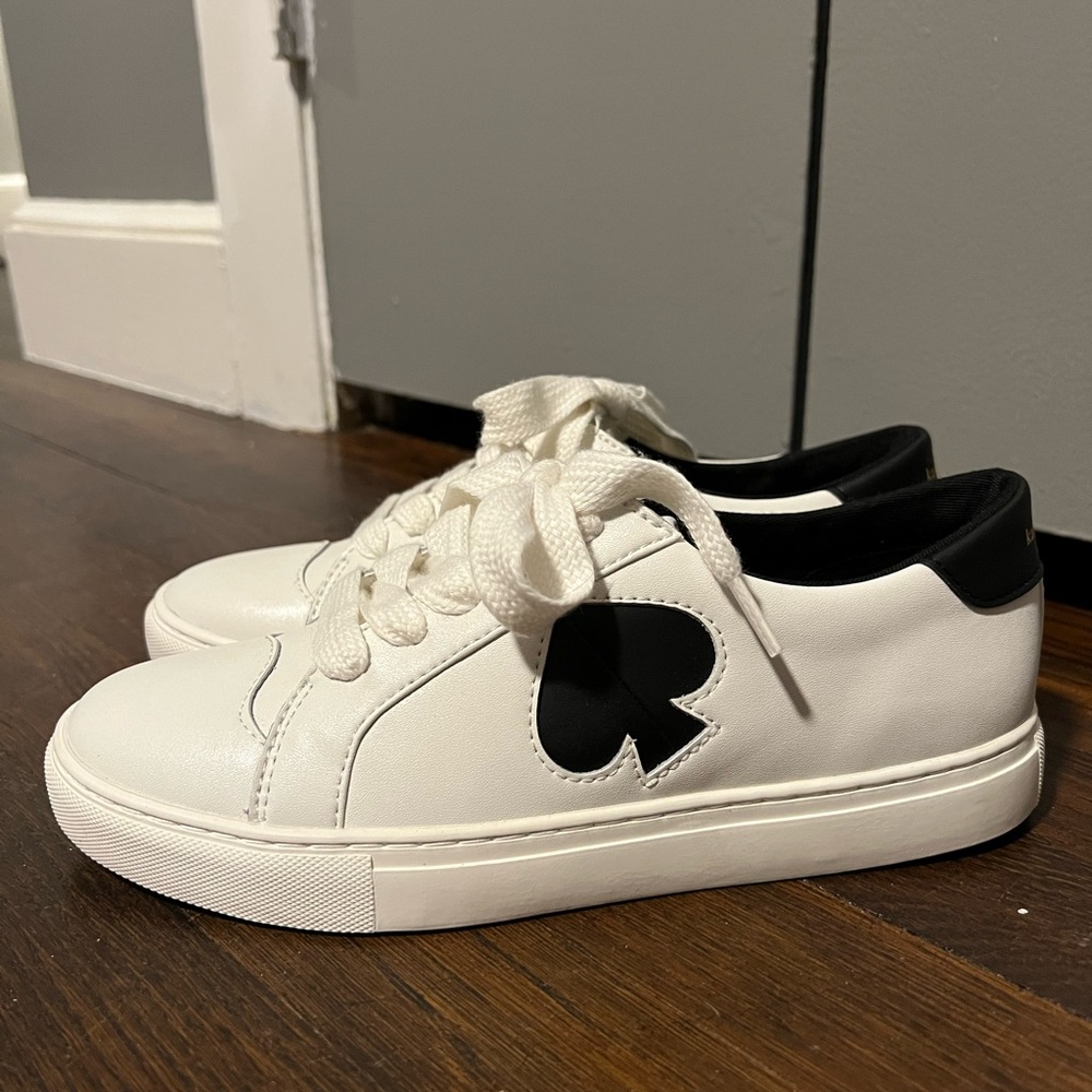 Kate Spade white sneakers with black spade detail - Picture 3 of 4